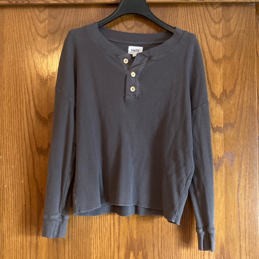 MATE the Label Dark Gray Waffle Henley